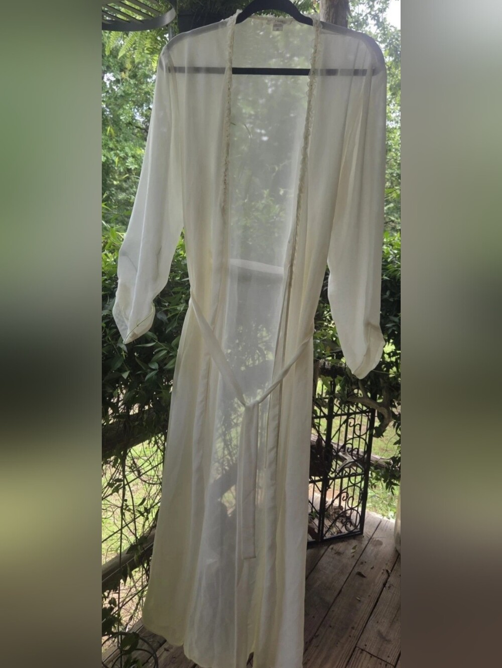 Flora Chiffon Robe Tie Waist Bead Embellishments L/XL